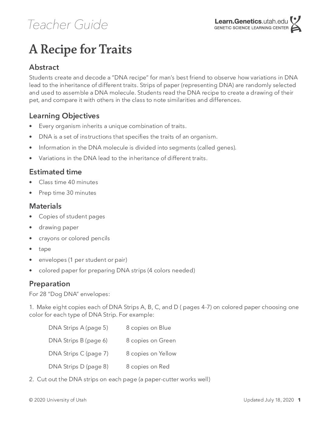2. A Recipe For Traits Tg