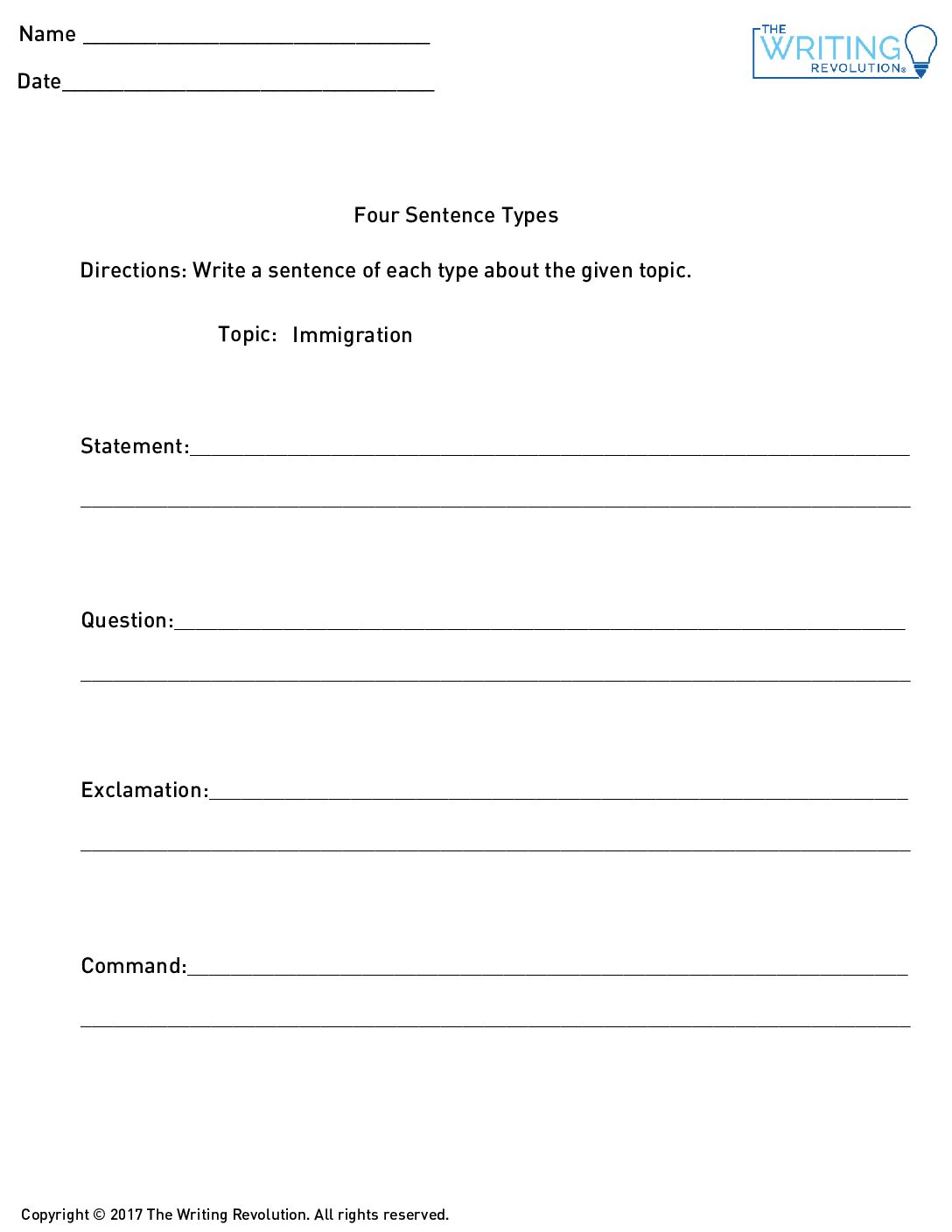 3 Four Sentence Types İmmigration
