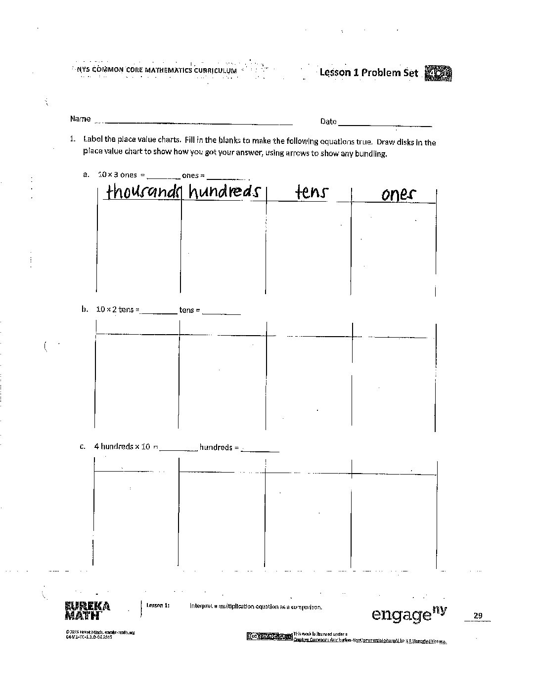 4th math module 1 Lesson 1-10 Supports