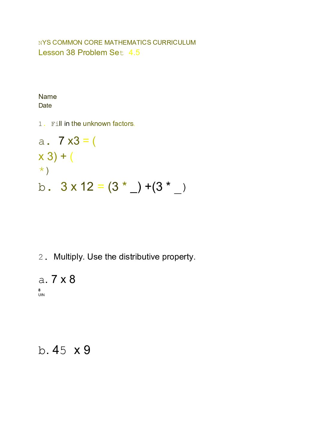 4th math module 5 lesson 38 to end of module assess