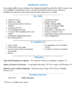 Admin Asst Resume No Personal İnfo