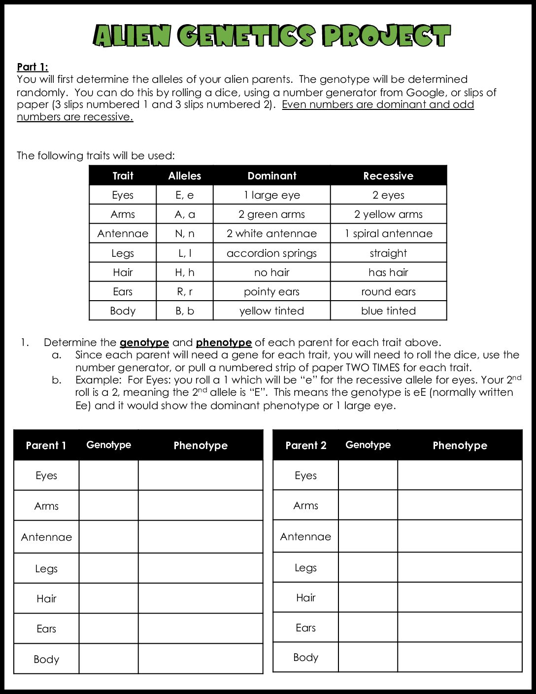 Alien Genetics Common Assessment