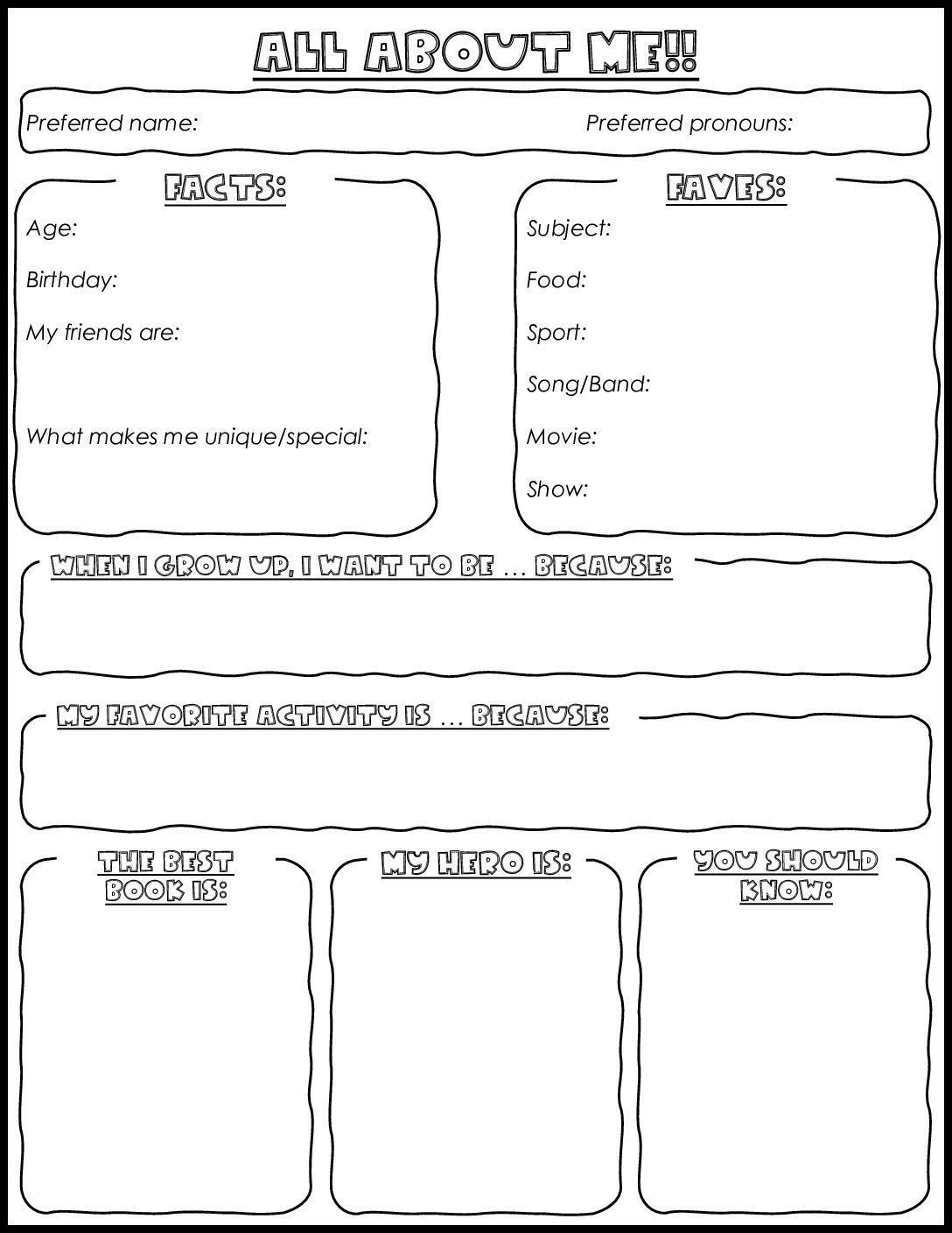 All About Me Page