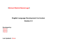 Blank Eld Curriculum Template