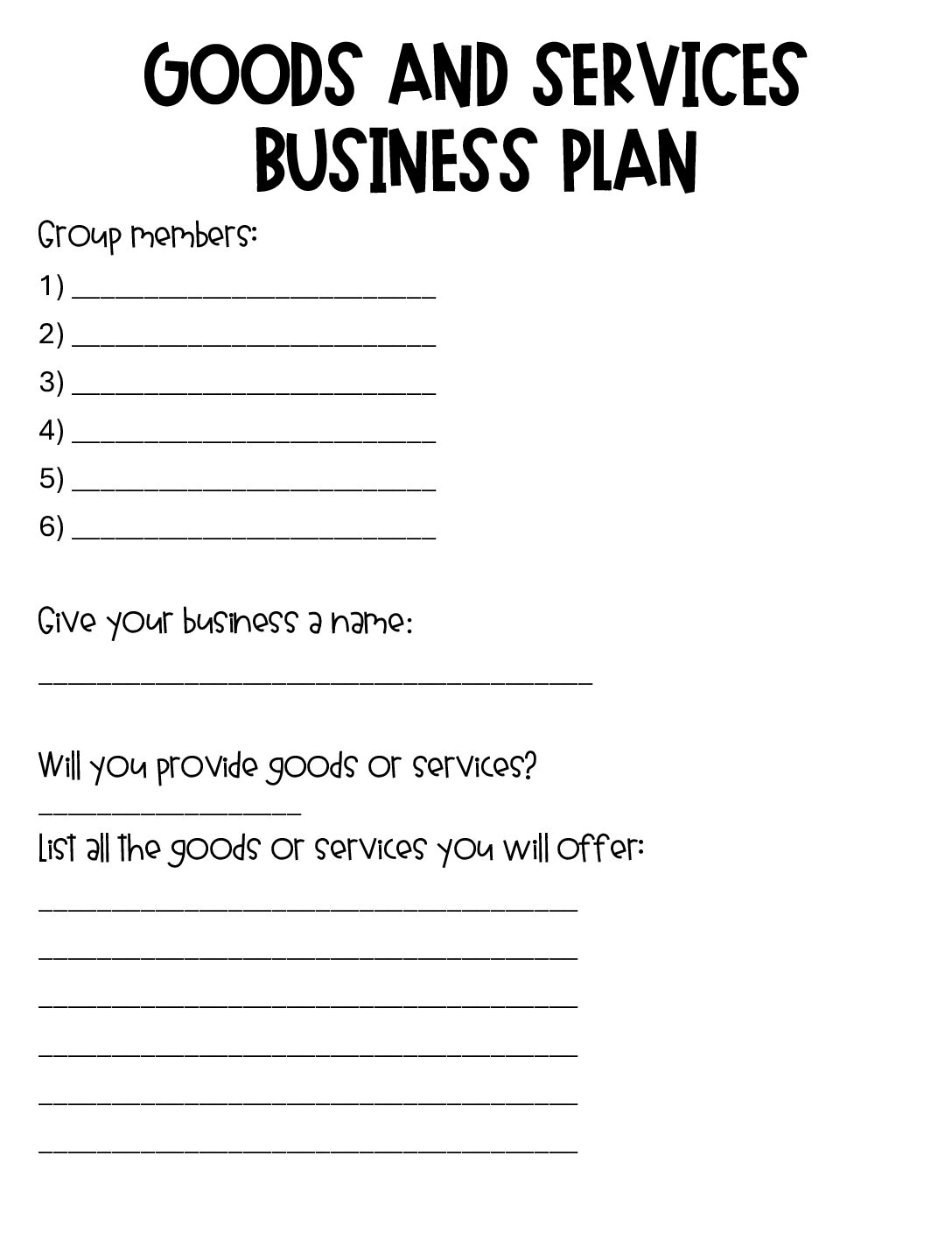 Business Plan-Goods And Services