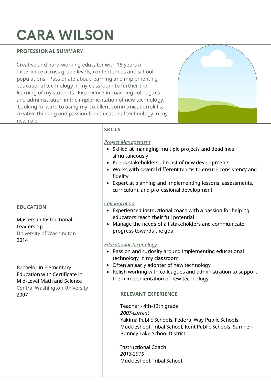 Cara Wilson Resume