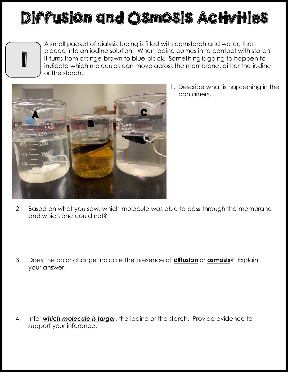 Cell Transport Lab Stations (2)
