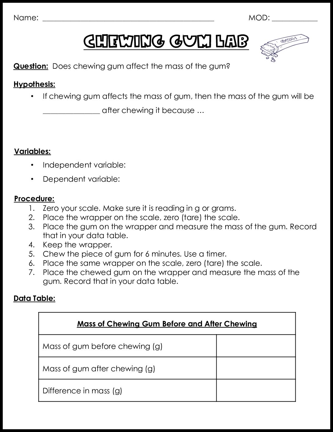 Chewing Gum Lab