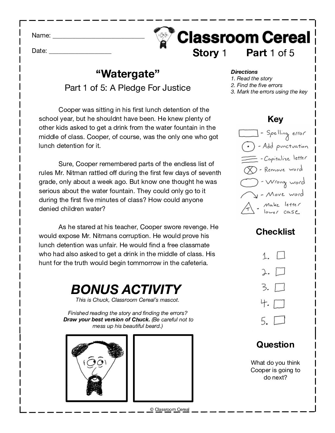 Classroom Cereal Story 1