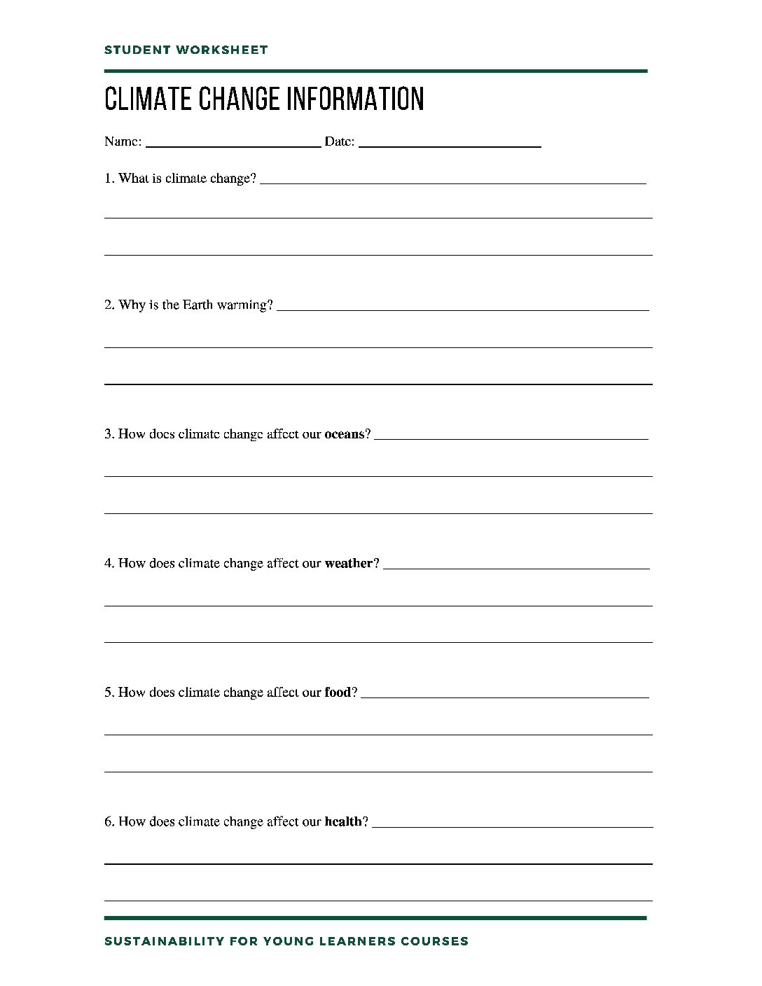 Climate Change İnformation Sheet