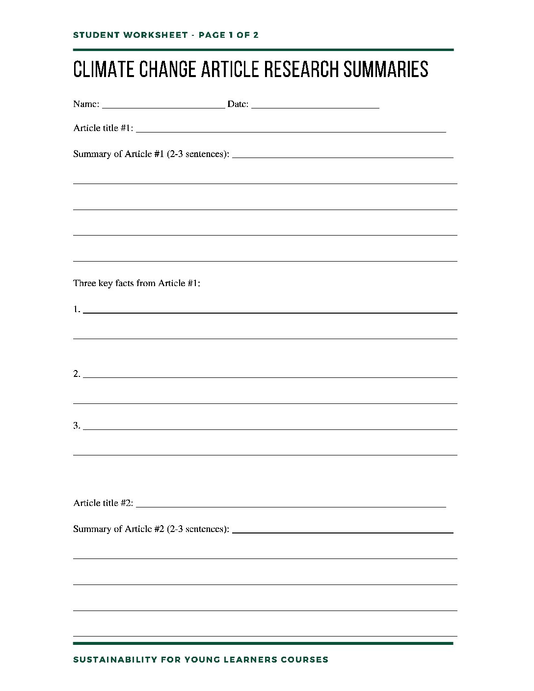 Climate Change Research Summaries