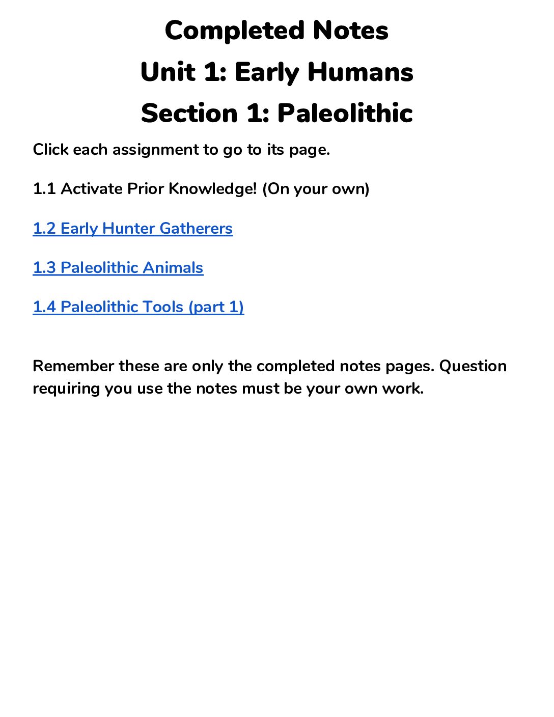 Completed Notes Unit 1 Section 1