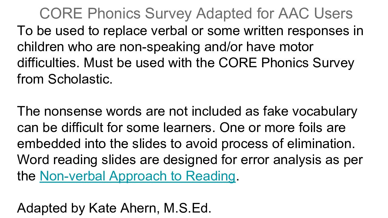 Core Phonics Survey Adapted