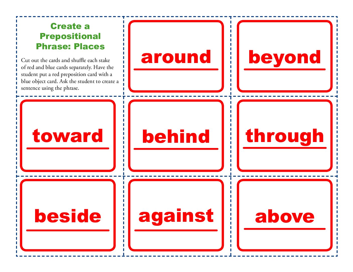 Create A Prepositional Phrase Places