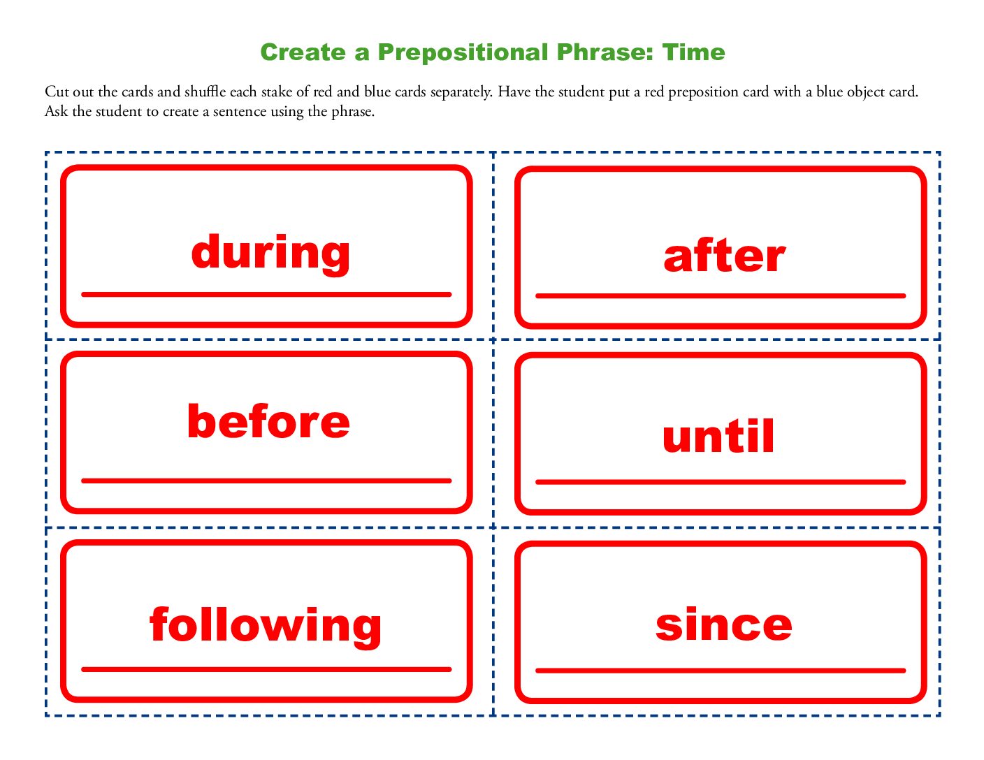 Create A Prepositional Phrase Time