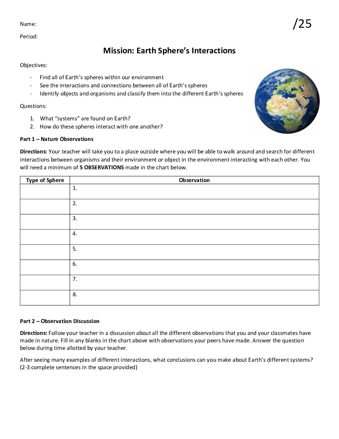 Earth Systems Mission Student Handout 2020