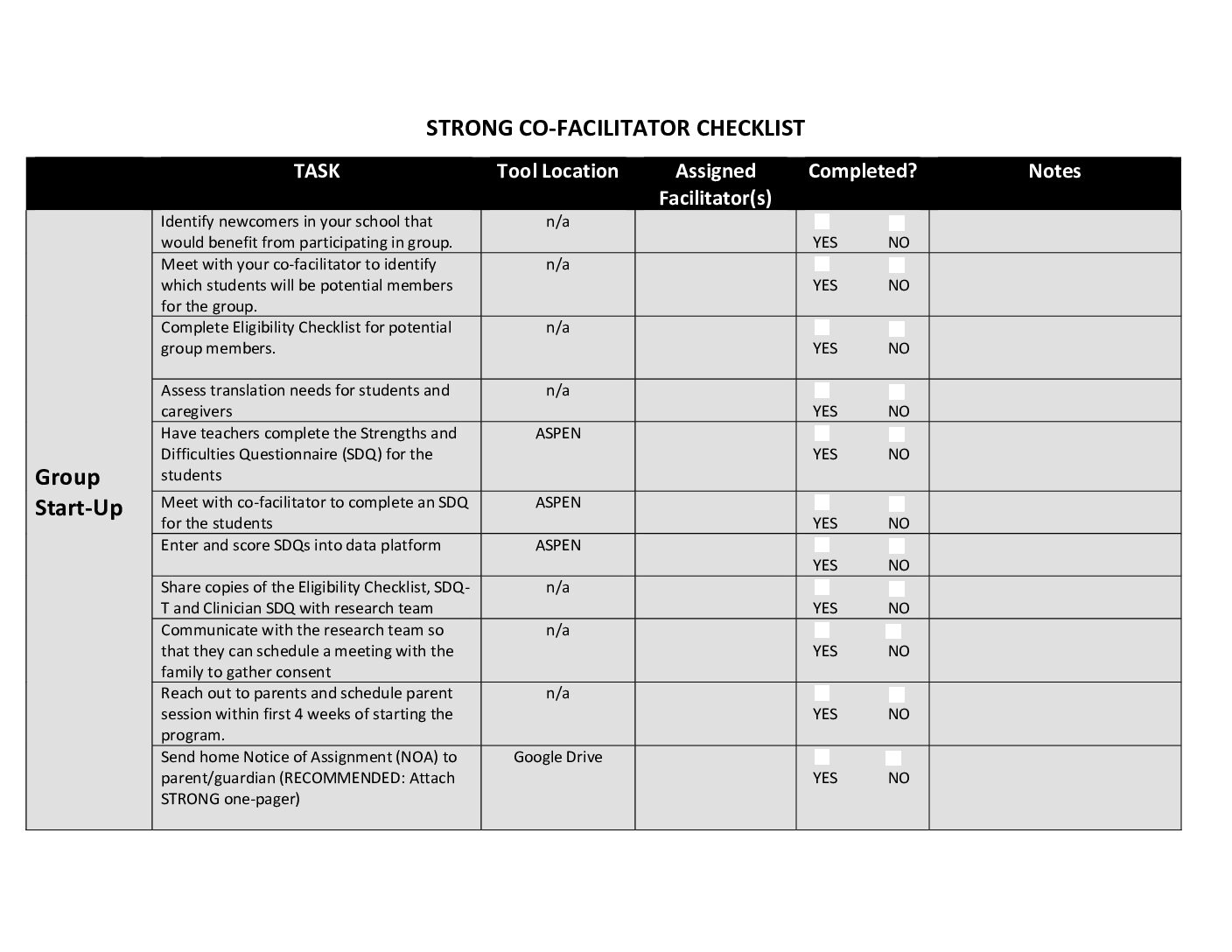 (English Canada) Strong Co Facilitator Checklist