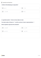 Expressions and Equations Standard Worksheet 1