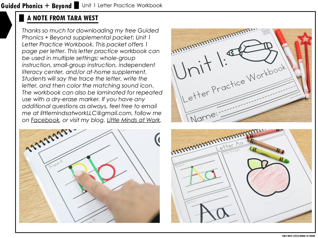 Guided Phonics + Beyond Unit 1 Letter Practice Workbook