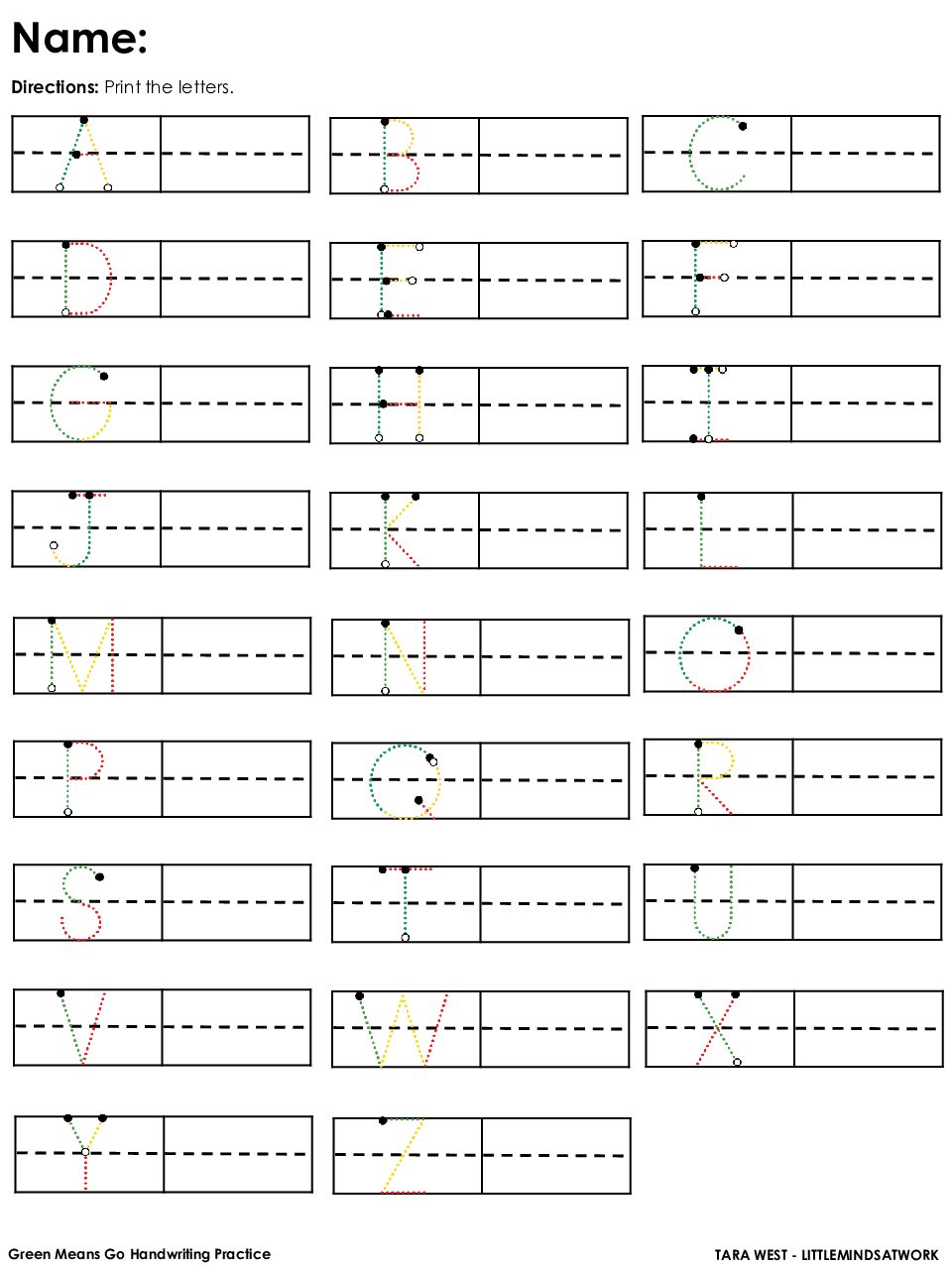 Handwriting Printing Sheets Freeebie