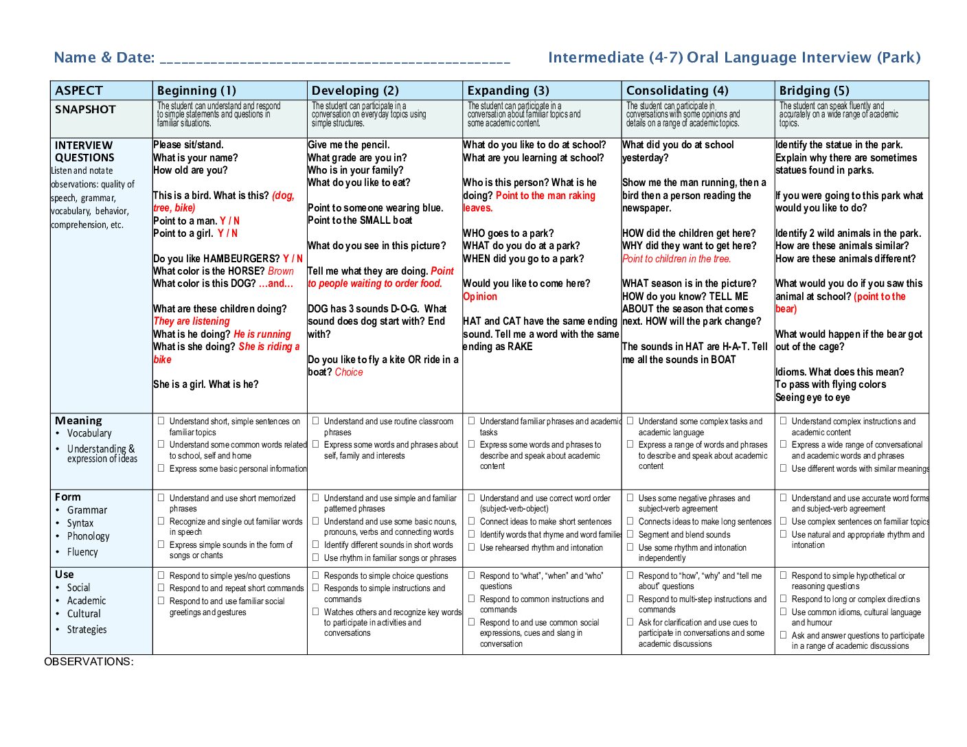 Intermediate Oral Interview Park(1)