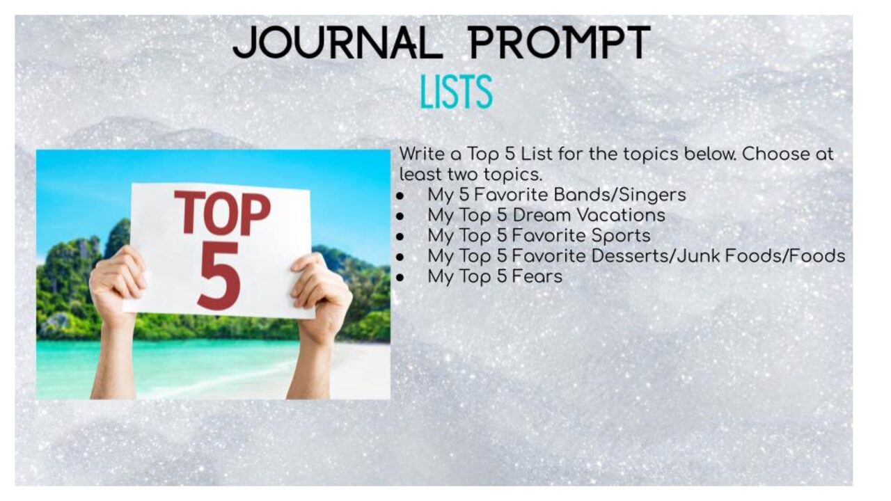 Lists-Ell Journal Prompts