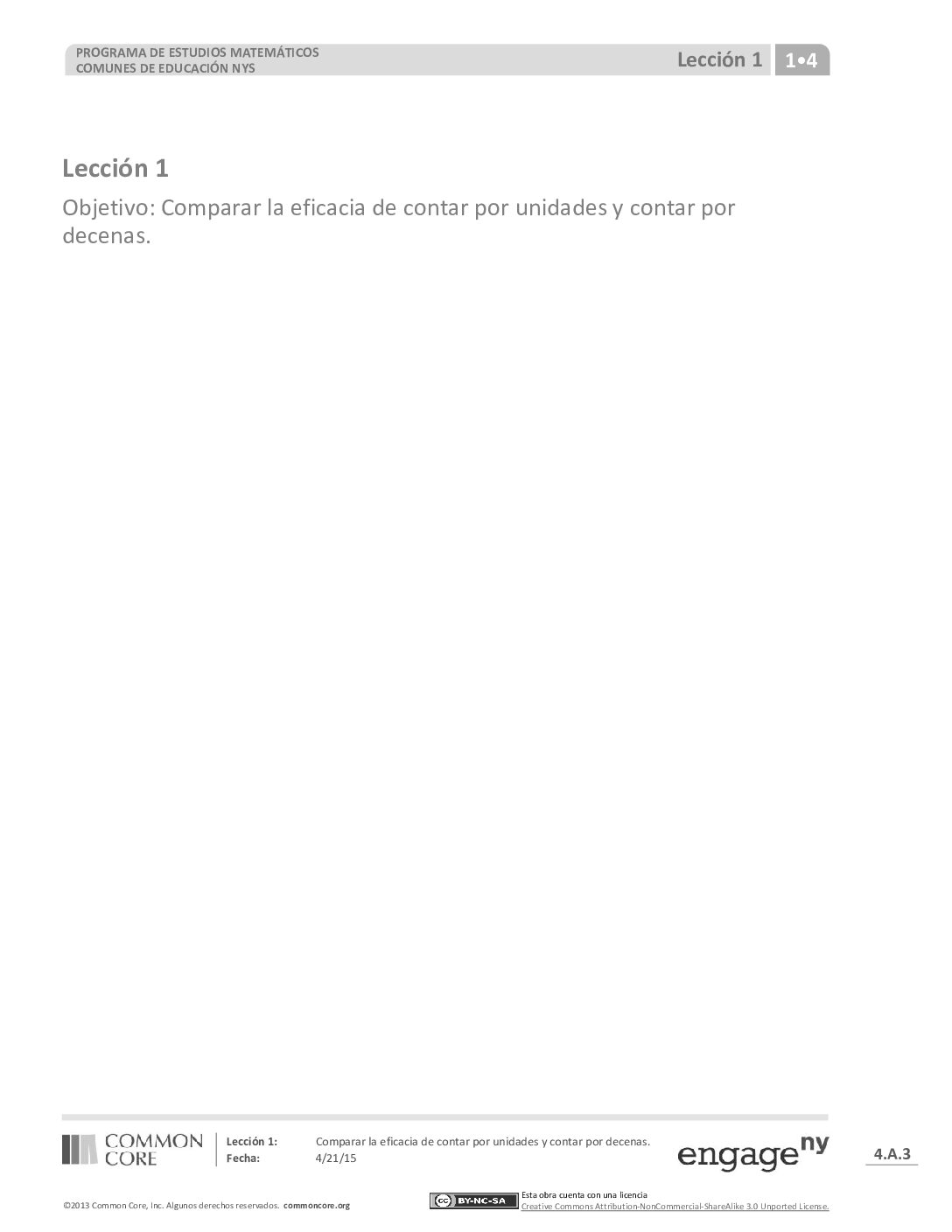 Math G1 M4 Topic A Lesson 1 Ka Spanish Fınal