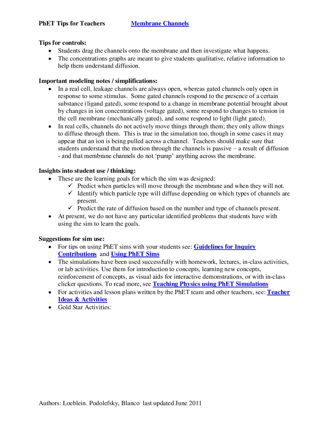 Membrane Channels Phet Guide