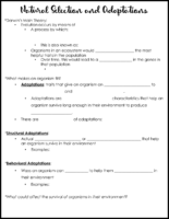 Natural Selection and Adaptations Notes