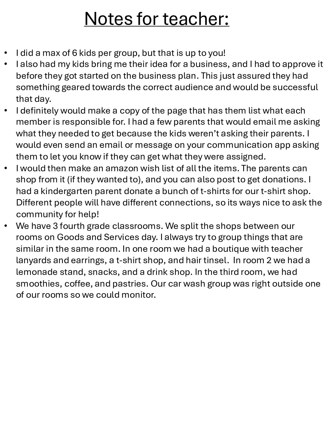 Notes For Teacher-Goods And Services