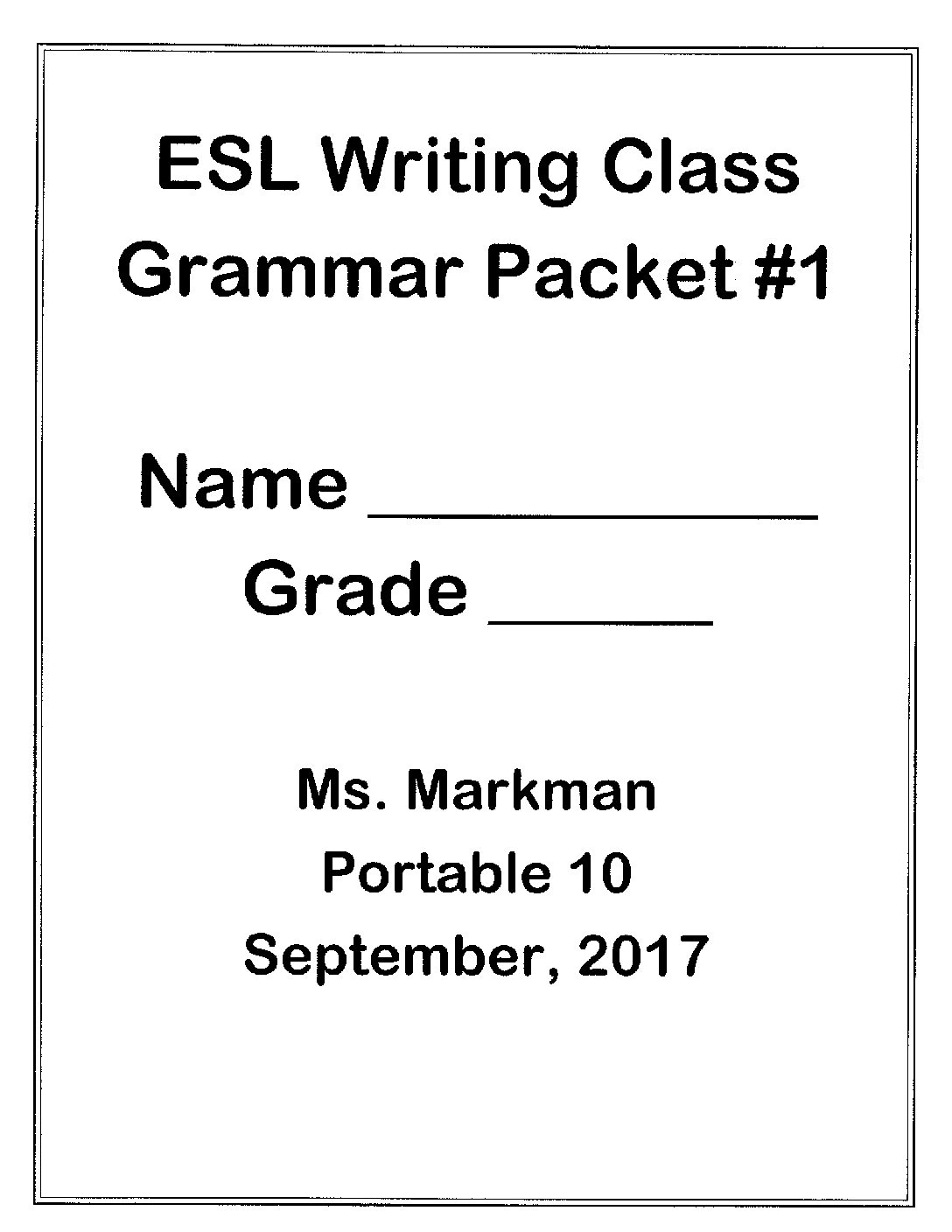 Odd Pages Grammar Packet #1