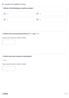 Operations and Algebraic Thinking Standard Worksheet 1