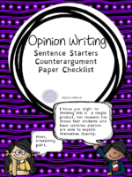 Opinion Writing Sentence Starters