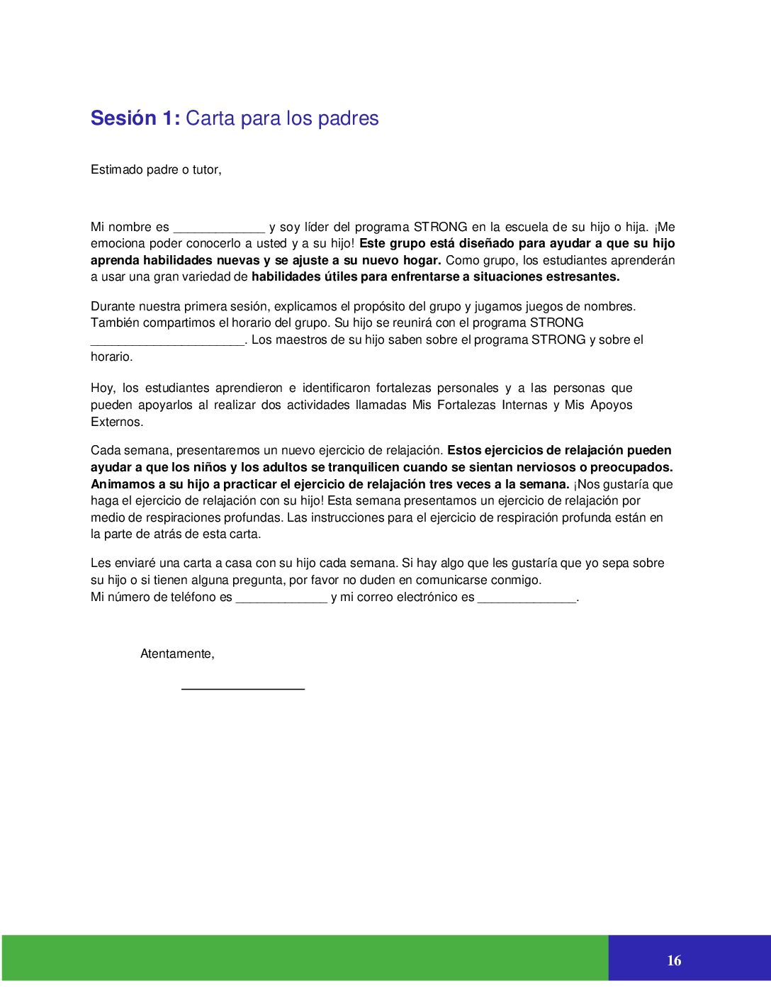 Parent Letter Session 1 Spanish (Elementary)