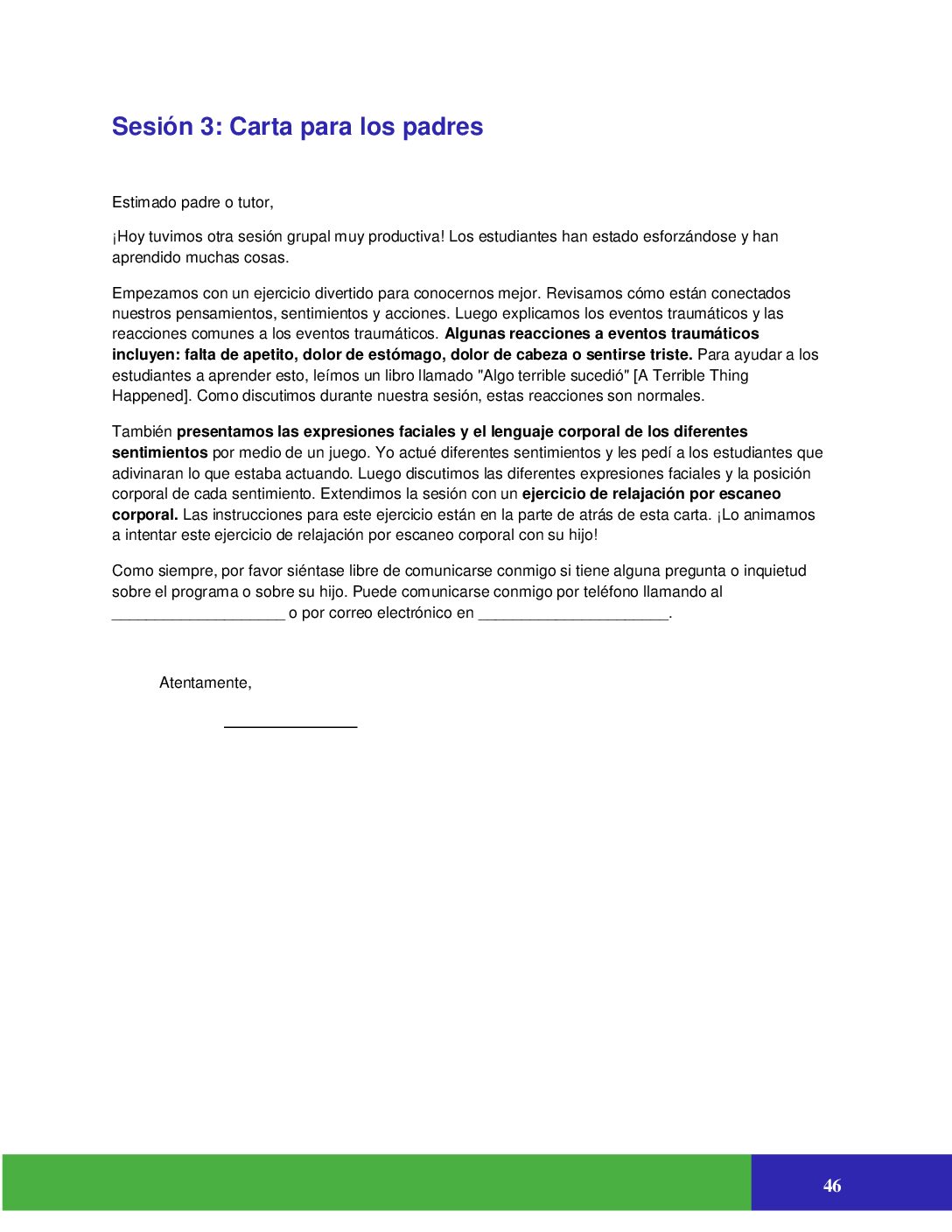 Parent Letter Session 3 Spanish (Elementary)
