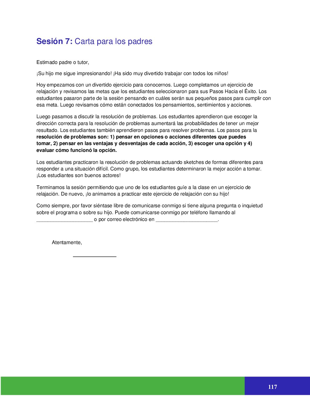 Parent Letter Session 7 Spanish (Elementary)