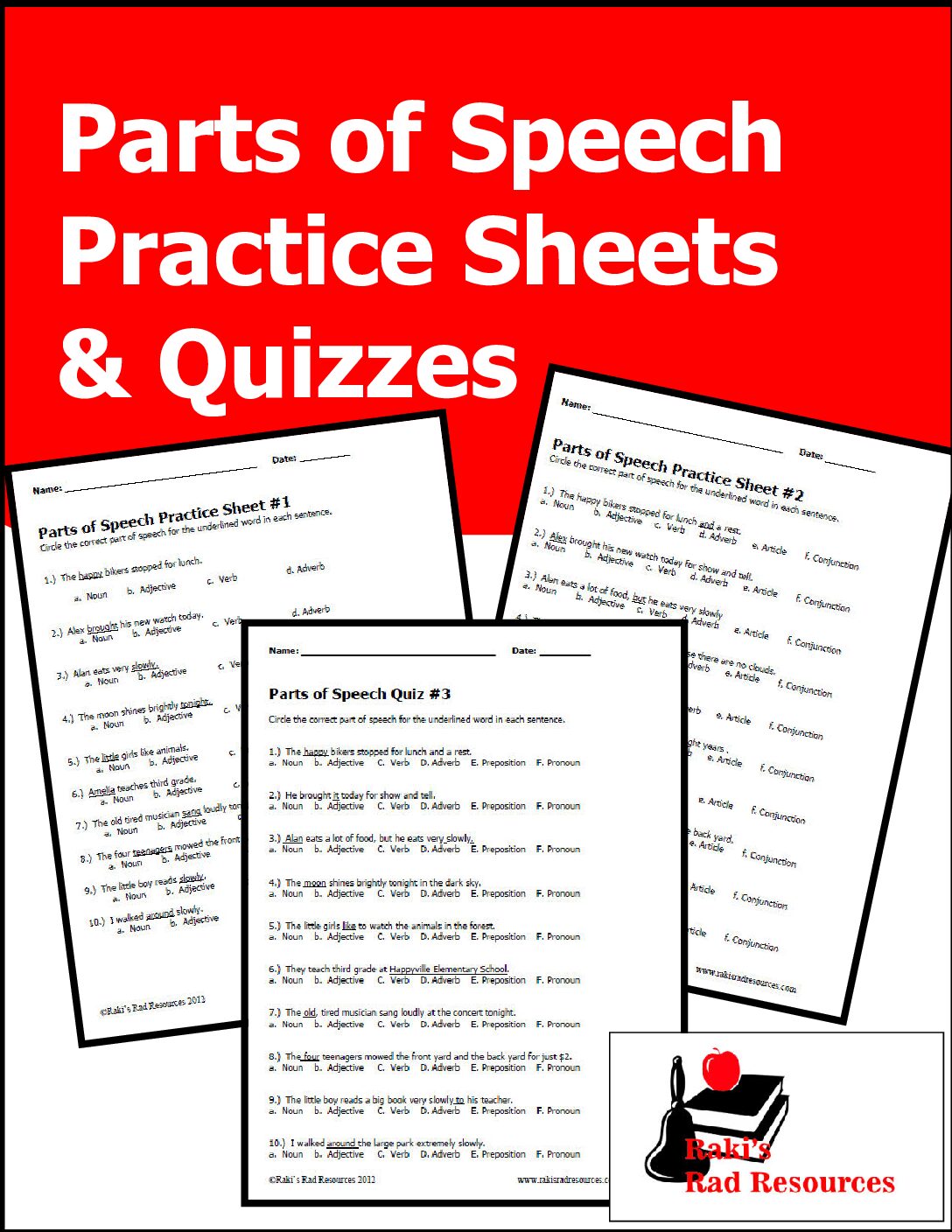 Partsofspeechpracticesheetsandquizzes