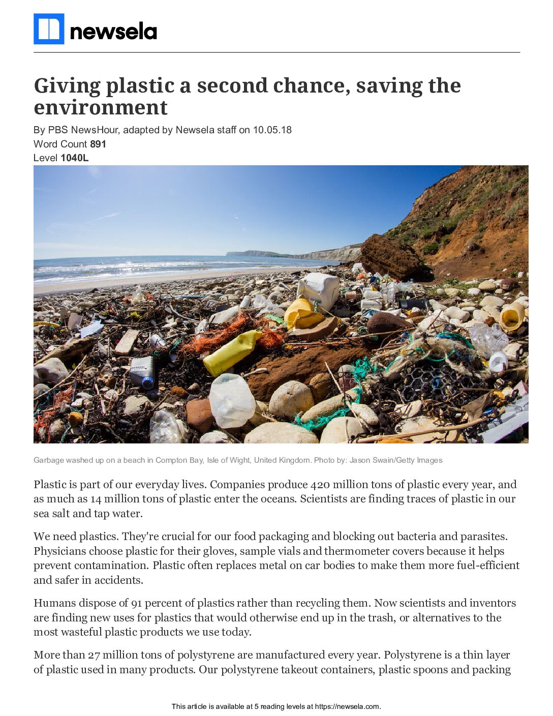 Plastic Pollution Solutions 46367 Article And Quiz (1)