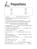 Prepositions Fillın Worksheet