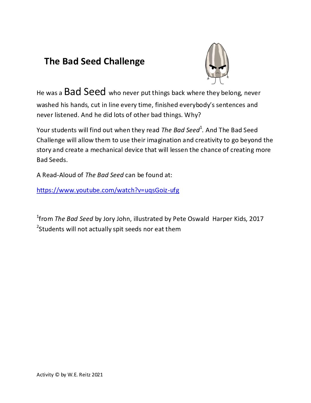 Read Me First The Bad Seed Challenge