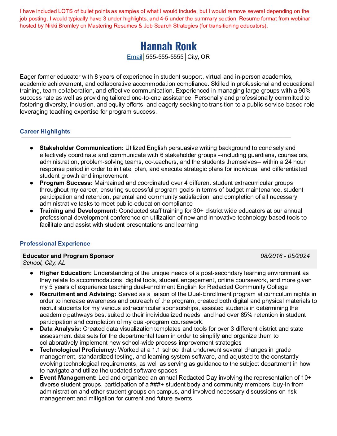 Resume For Higher Ed Coordination