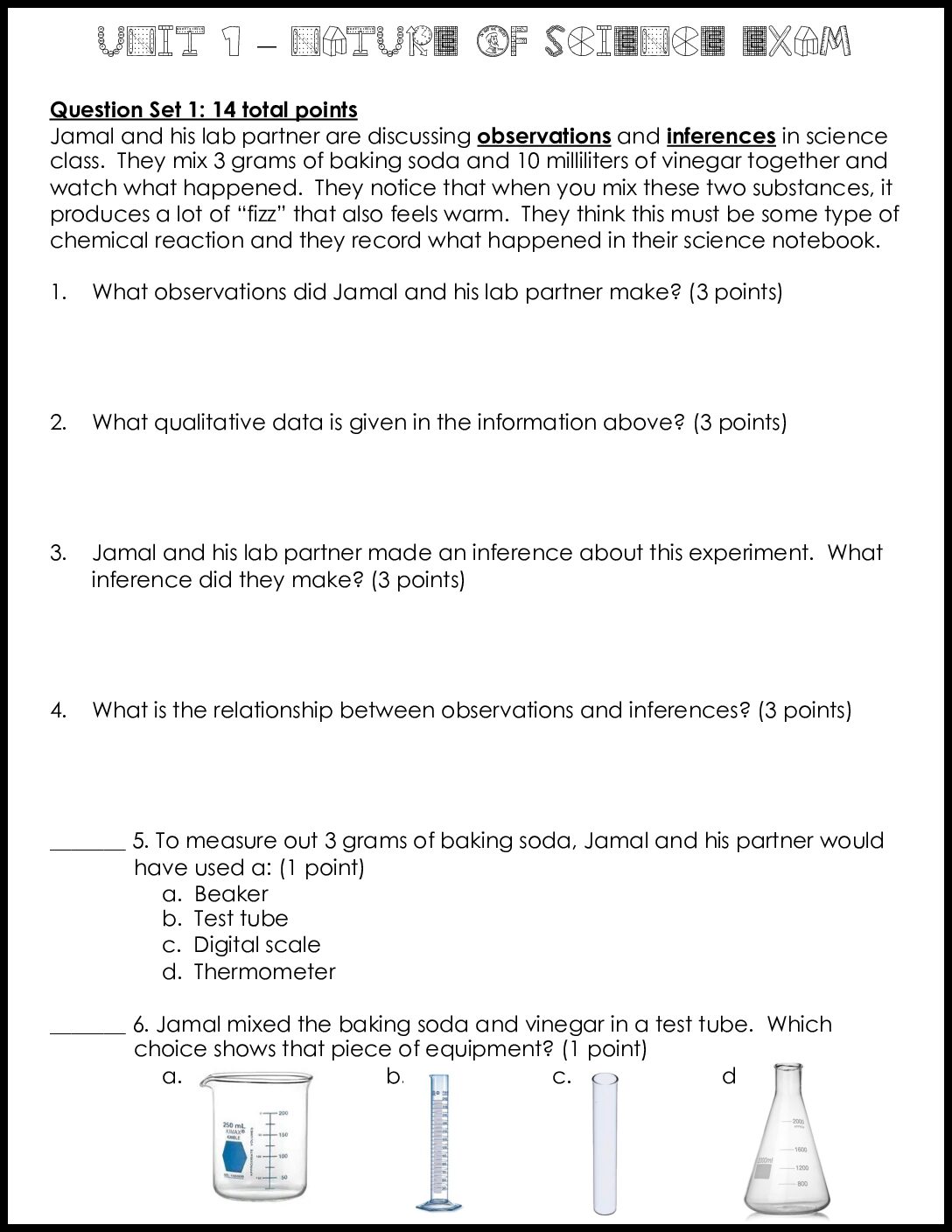 Unit 1 Nature Of Science Test
