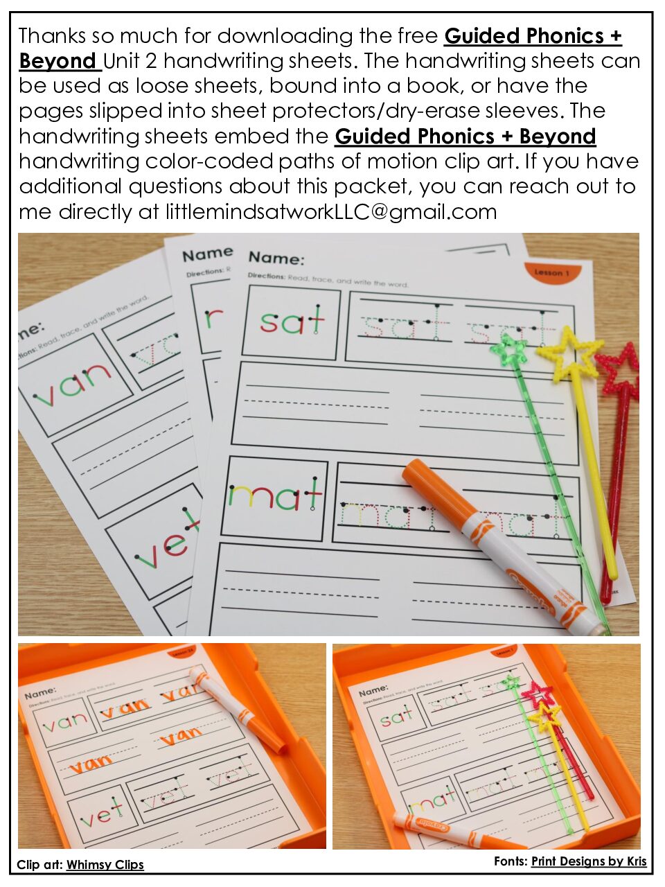 Unit 2 Handwriting Sheets CVC Freebie