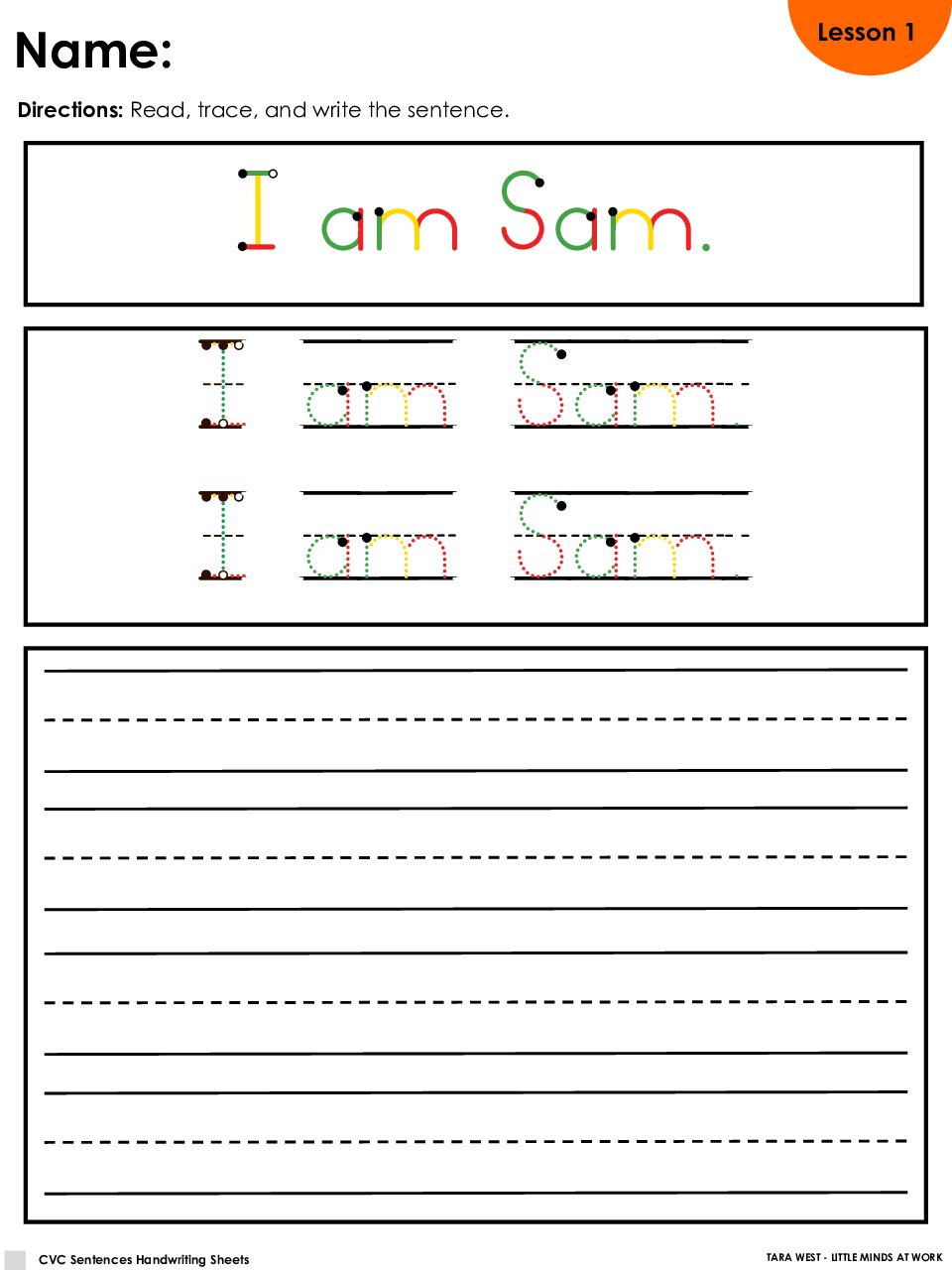 Unit 2 Sentences Handwriting Sheets Freebie