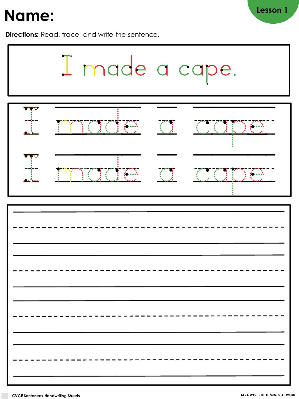 Unit 4 Sentences Handwriting Sheets Freebie