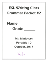 Verbs Grammar Packet 2017 October