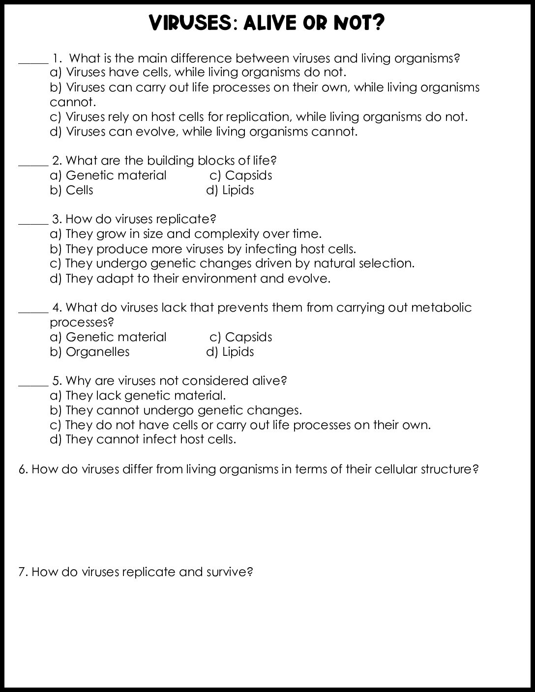 Viruses Alive Or Not Questions
