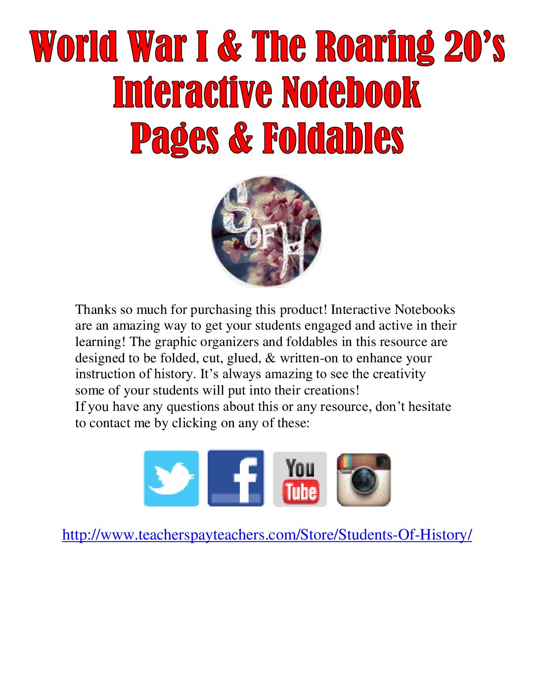 00 Wwı 20S Interactive Notebook Pages