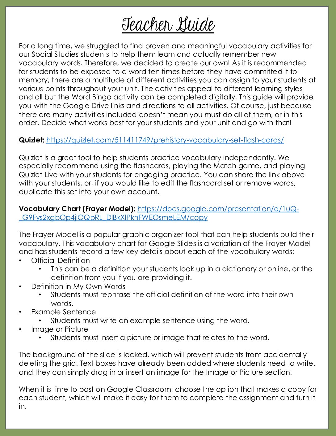 02 Prehistory Vocabulary Activities For Google Drive