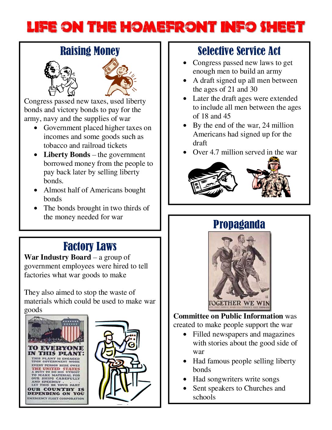 03 Wwı Homefront Info Sheet